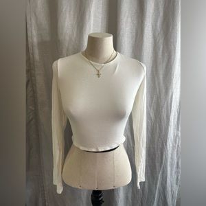 Fashion nova white cropped longsleeve top